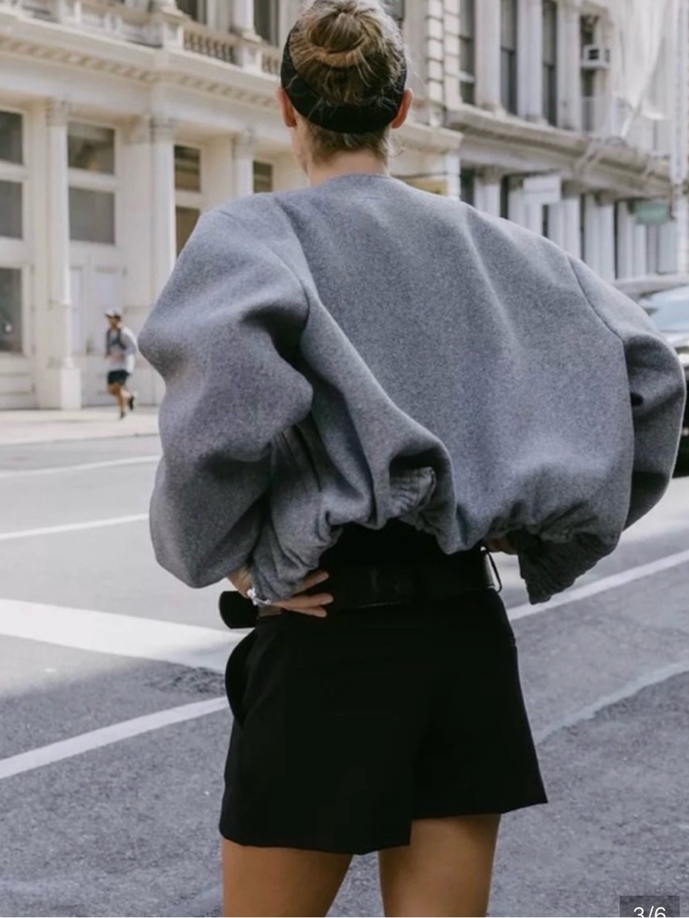 Zara Grey Collarless Bomber Jacket - Picture 3 of 5